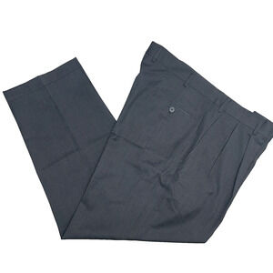 Jos A Bank Traveler Mens 40Wx29L Dark Gray Pleated Front Pants Wool Cuffed Hem